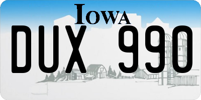 IA license plate DUX990