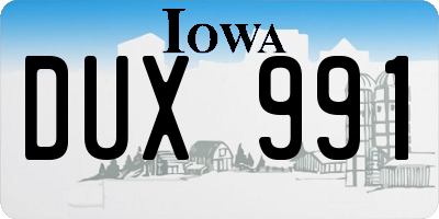 IA license plate DUX991