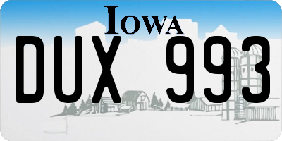 IA license plate DUX993