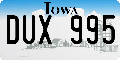 IA license plate DUX995