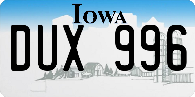 IA license plate DUX996