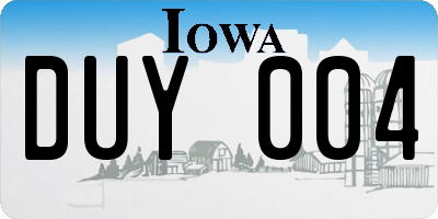 IA license plate DUY004