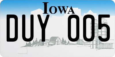 IA license plate DUY005