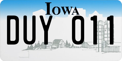 IA license plate DUY011