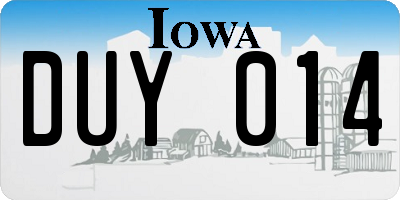 IA license plate DUY014