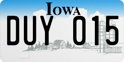 IA license plate DUY015