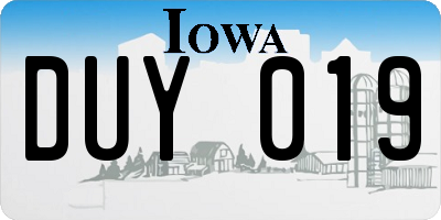 IA license plate DUY019