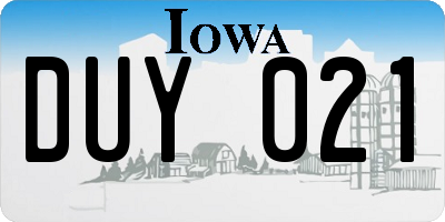 IA license plate DUY021