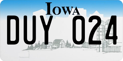 IA license plate DUY024