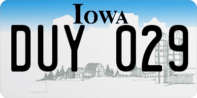 IA license plate DUY029