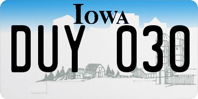 IA license plate DUY030