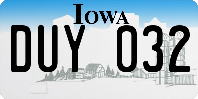 IA license plate DUY032