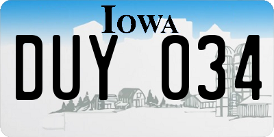 IA license plate DUY034