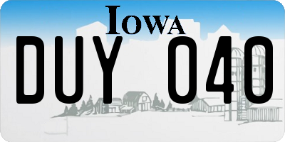 IA license plate DUY040