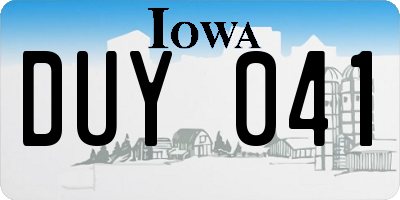 IA license plate DUY041