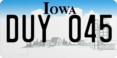 IA license plate DUY045