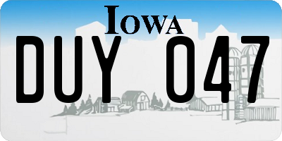 IA license plate DUY047