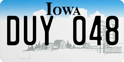 IA license plate DUY048