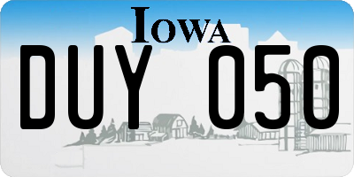 IA license plate DUY050