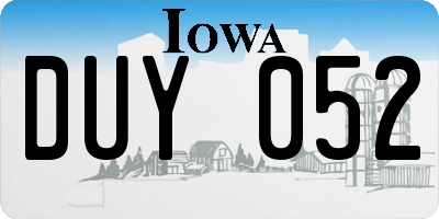 IA license plate DUY052