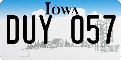 IA license plate DUY057