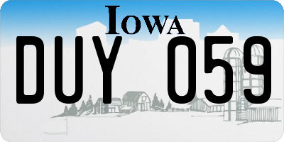 IA license plate DUY059