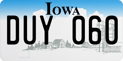 IA license plate DUY060