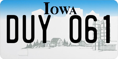 IA license plate DUY061