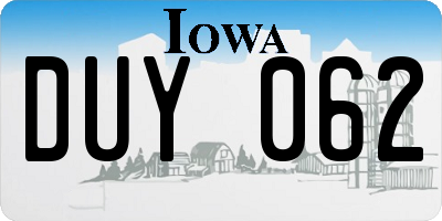 IA license plate DUY062