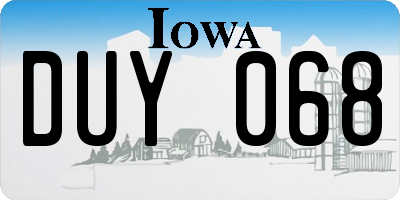IA license plate DUY068