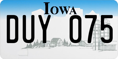 IA license plate DUY075
