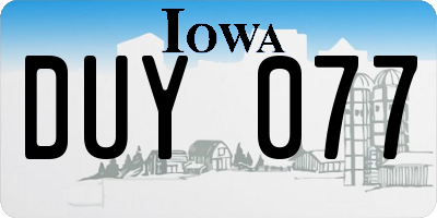 IA license plate DUY077