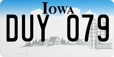 IA license plate DUY079