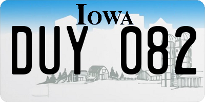 IA license plate DUY082