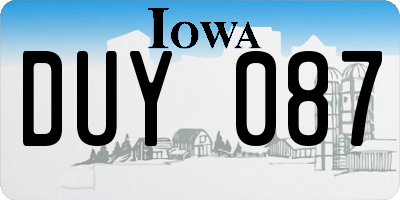 IA license plate DUY087