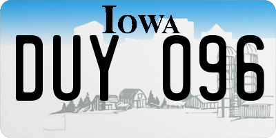 IA license plate DUY096