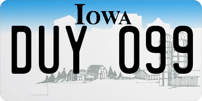 IA license plate DUY099