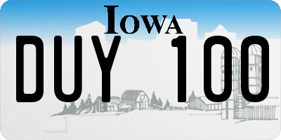 IA license plate DUY100