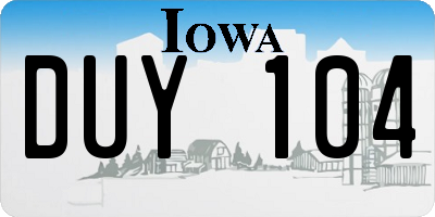 IA license plate DUY104