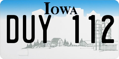 IA license plate DUY112