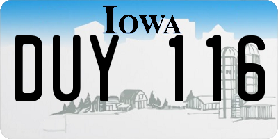 IA license plate DUY116