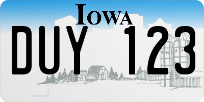 IA license plate DUY123