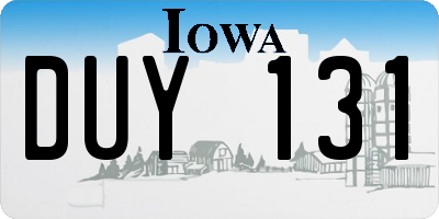 IA license plate DUY131