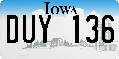 IA license plate DUY136