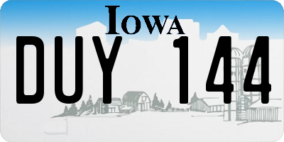 IA license plate DUY144