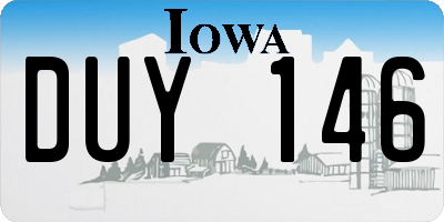 IA license plate DUY146