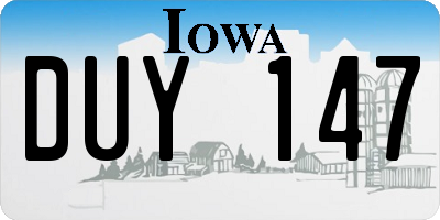 IA license plate DUY147