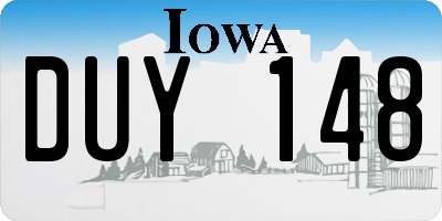 IA license plate DUY148