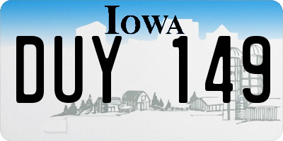 IA license plate DUY149