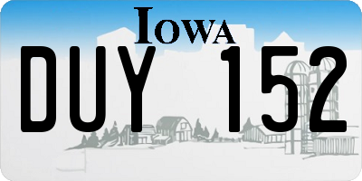 IA license plate DUY152